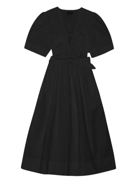 puff-sleeve belted dress by GANNI