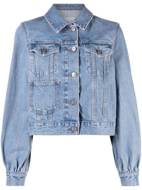 puff-sleeve denim jacket by GANNI