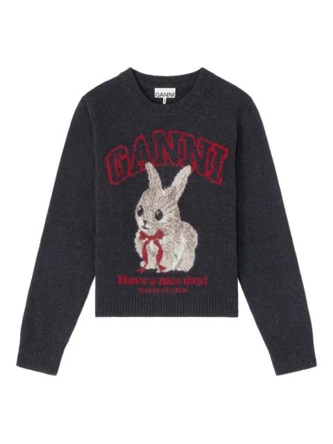rabbit-print graphic sweater by GANNI