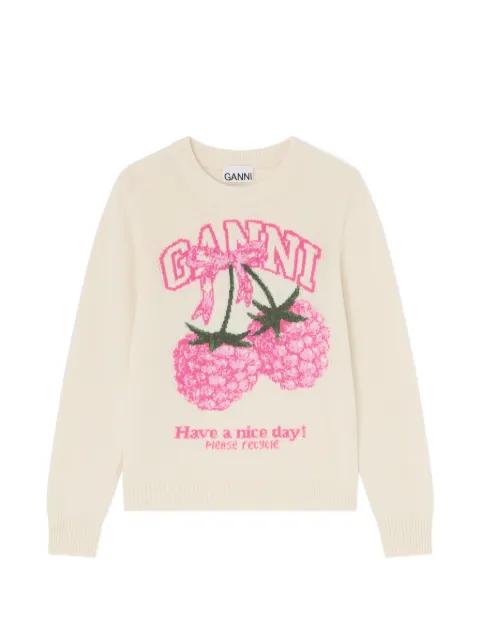 raspberry graphic-print jumper by GANNI