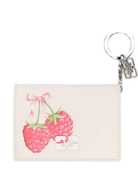 raspberry-print leather wallet by GANNI