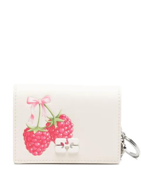 raspberry-print logo-plaque wallet by GANNI