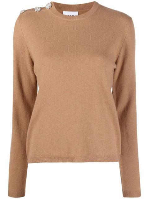 rhinestone-embellished knitted jumper by GANNI