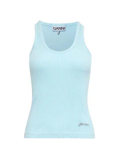 ribbed-knit logo-embellished tank top by GANNI