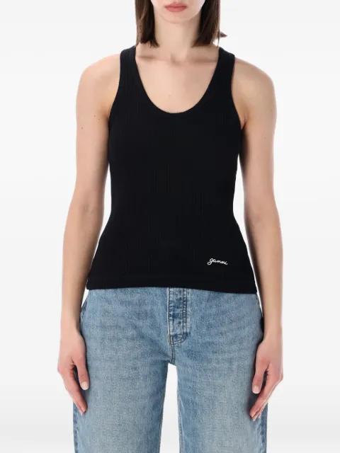 ribbed-knit logo-embroidered tank top by GANNI