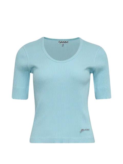 ribbed logo-embellished T-shirt by GANNI