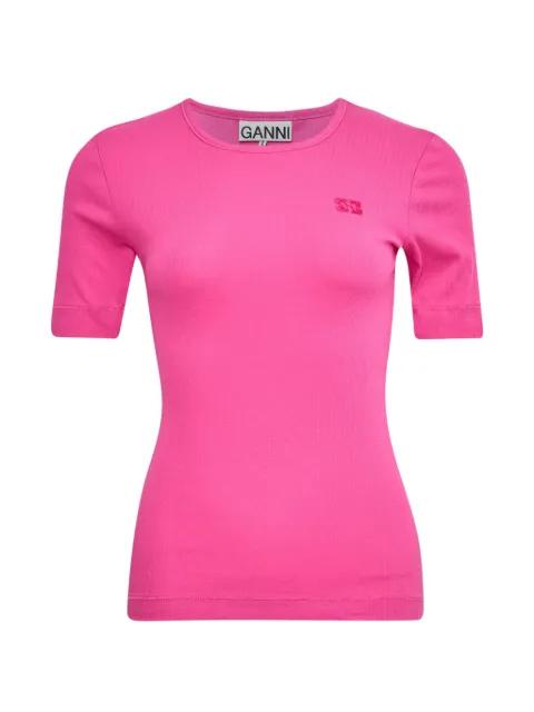 ribbed logo-embroidered T-shirt by GANNI