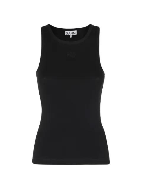 ribbed logo-embroidered  top by GANNI