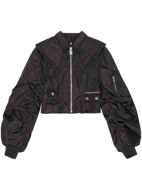 ruffle-collar bomber jacket by GANNI