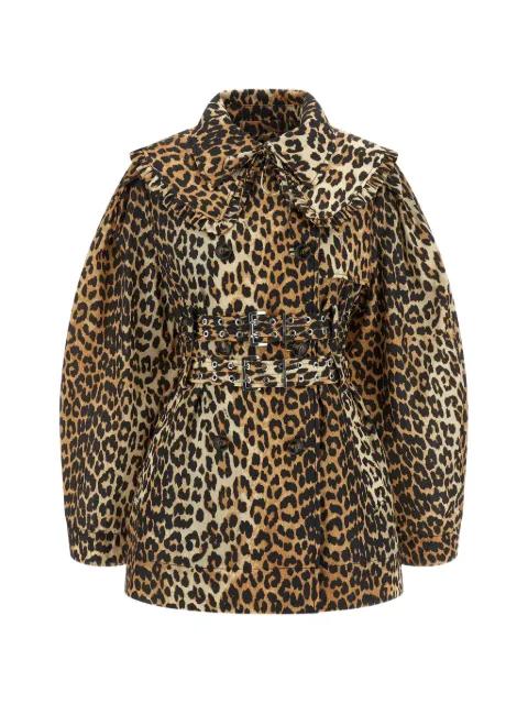ruffle leopard trench coat by GANNI