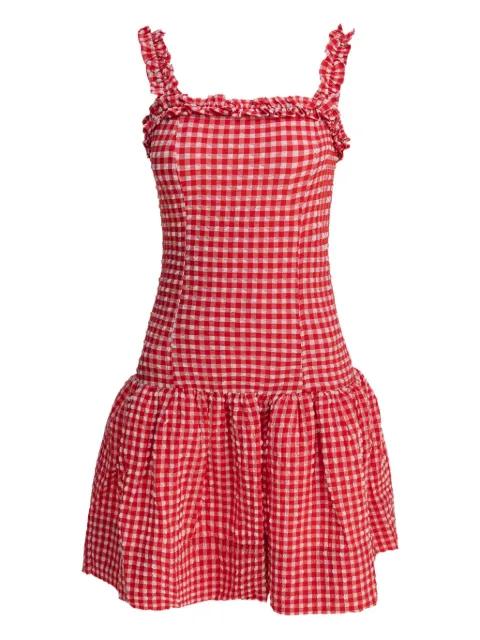 ruffle-trimmed gingham mini dress by GANNI