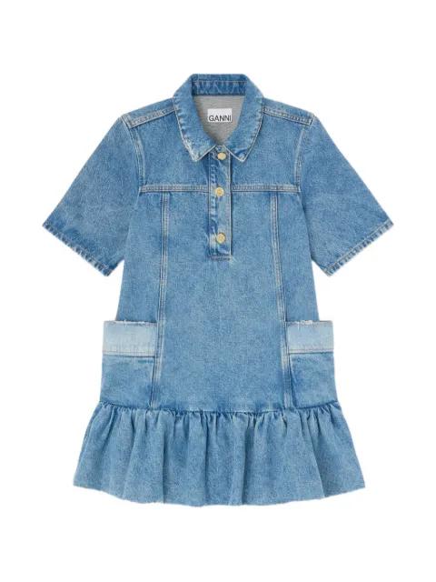 ruffled denim mini dress by GANNI
