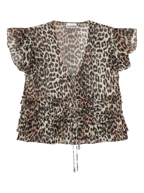ruffled leopard-print blouse by GANNI