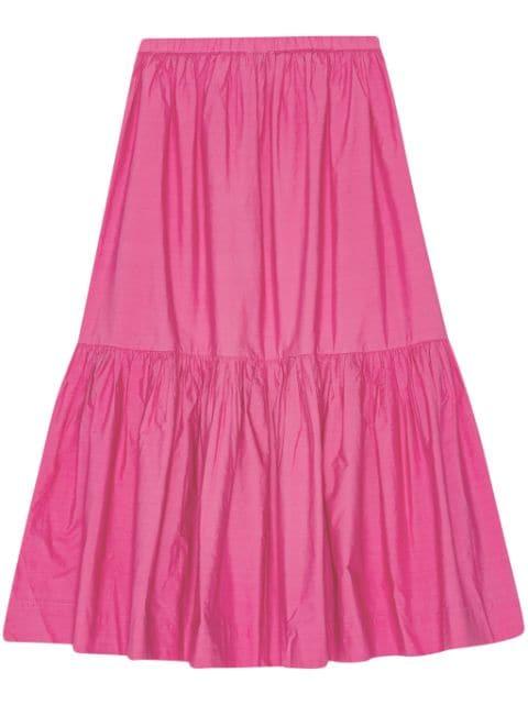 ruffled organic-cotton midi skirt by GANNI