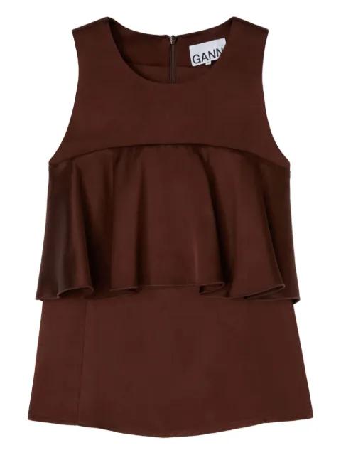 ruffled-satin top by GANNI