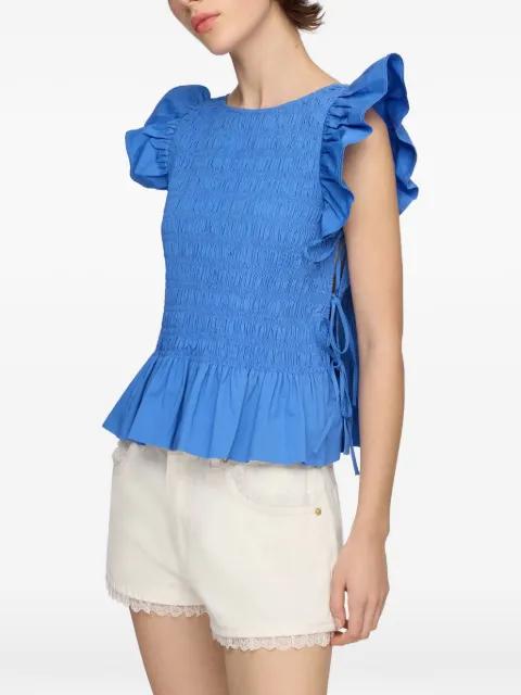 ruffled-sleeve smocked blouse by GANNI