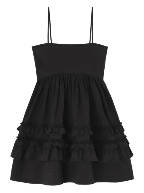 ruffled-trim spaghetti-strap dress by GANNI