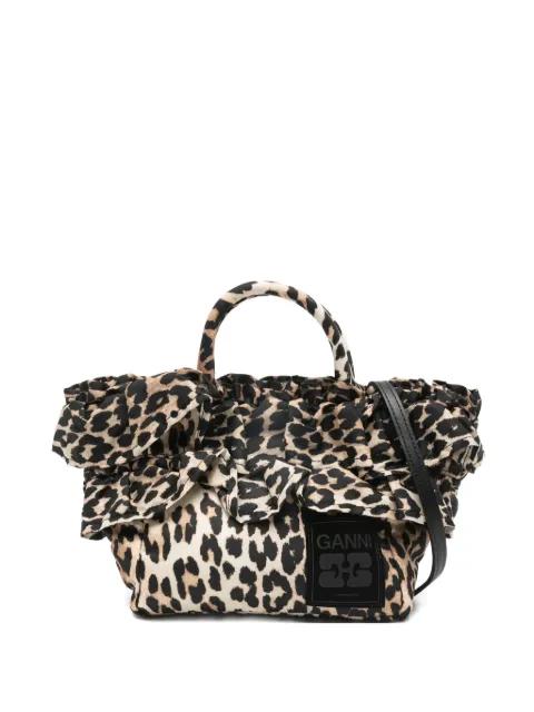ruffled-upper leopard-print tote bag by GANNI