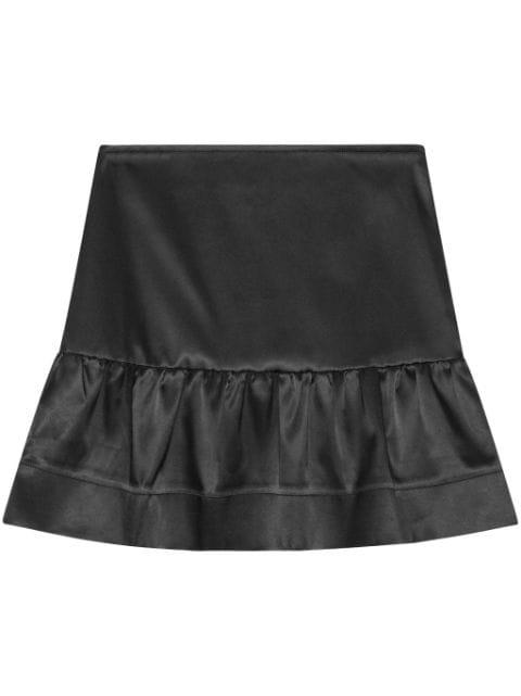 satin-finish ruffled miniskirt by GANNI