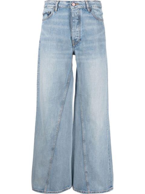 seam-detail wide-leg jeans by GANNI