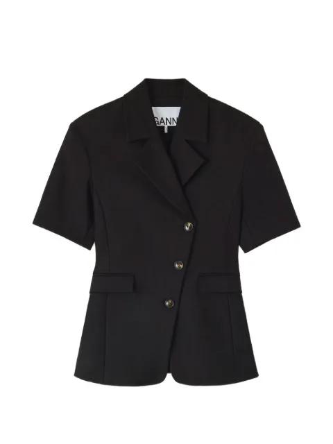 short-sleeved asymmetric-fastening blazer by GANNI