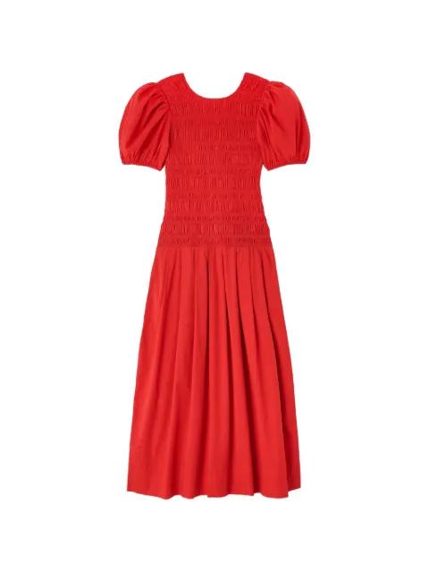 smocked puff-sleeve dress by GANNI
