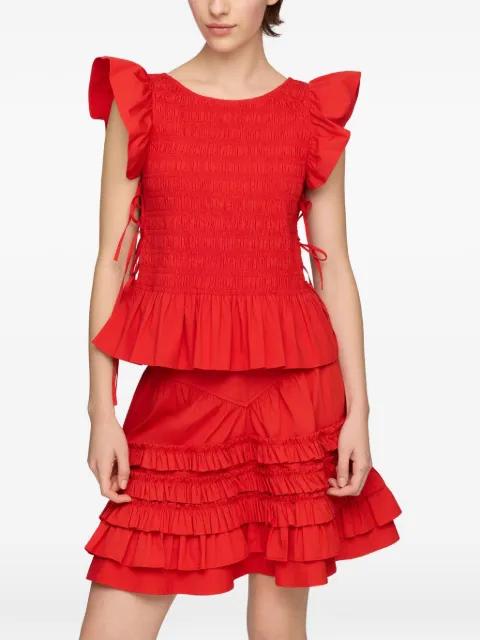 smocked ruffled top by GANNI