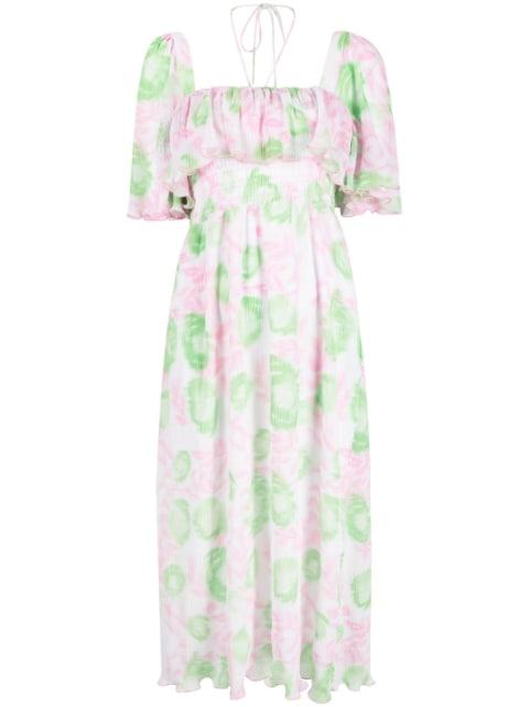 smocked waist printed midi dress by GANNI