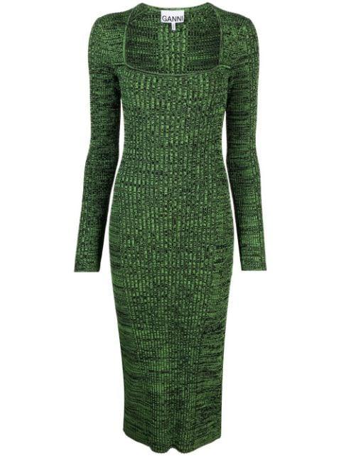 square-neck knitted midi dress by GANNI