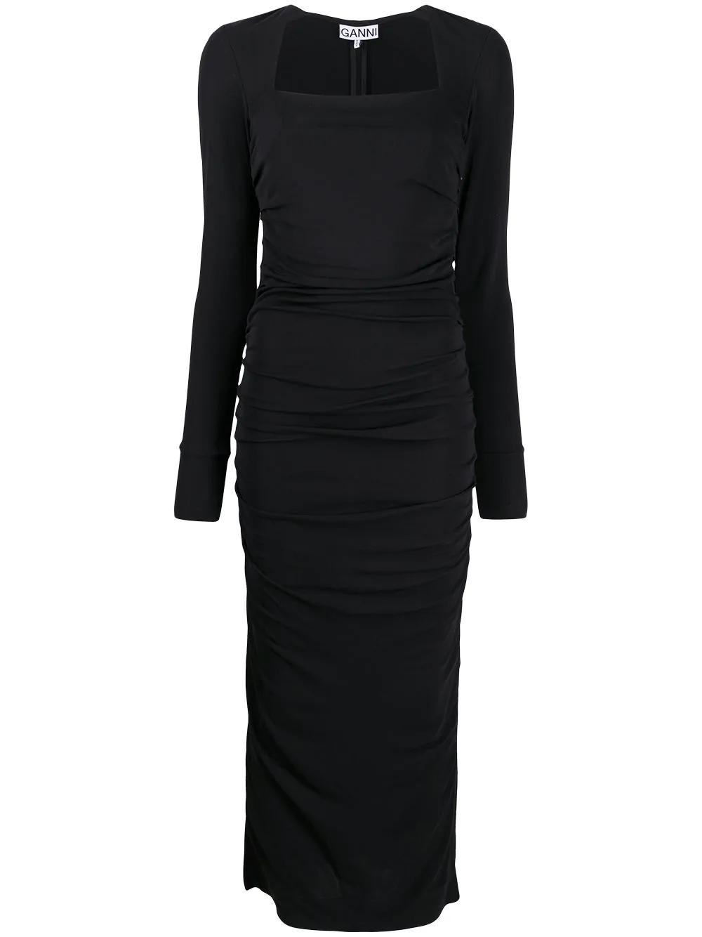 square-neck long-sleeve dress by GANNI