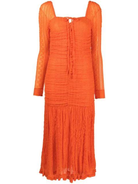 square-neck long-sleeve dress by GANNI