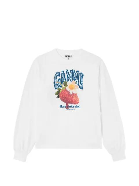 strawberry-print long-sleeve T-shirt by GANNI