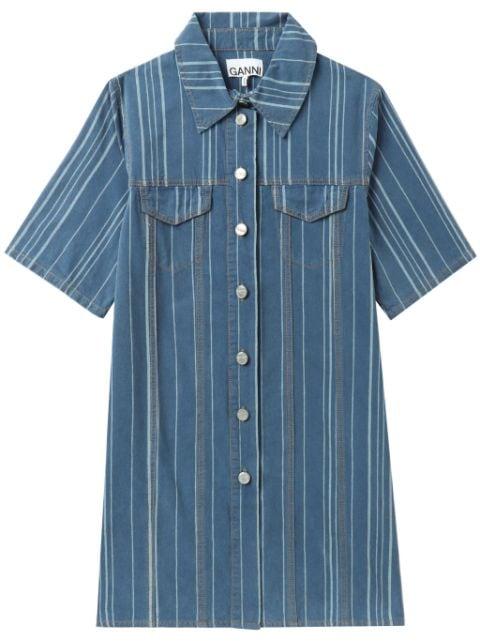 stripe-pattern denim mini dress by GANNI