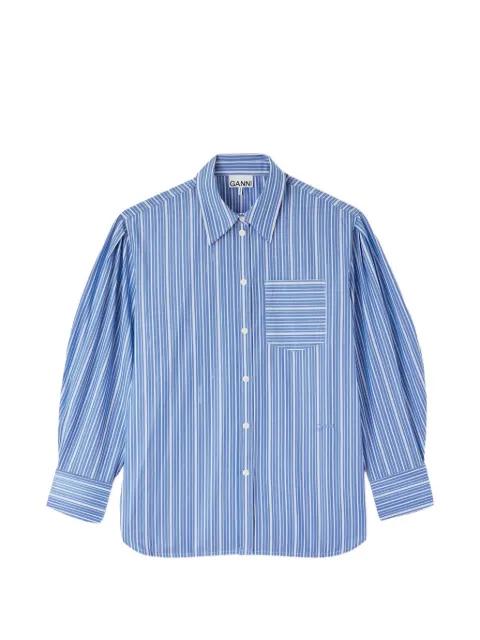 striped balloon-sleeve shirt by GANNI