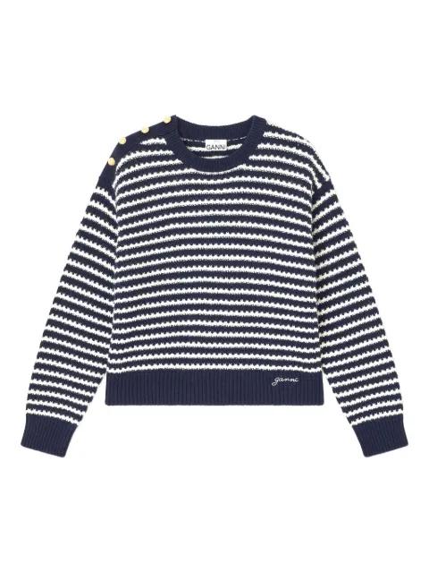 striped button-detail sweater by GANNI