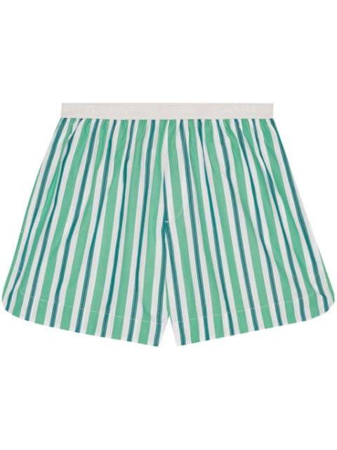 striped cotton mini shorts by GANNI