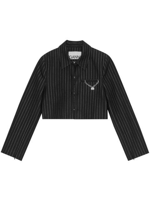 striped cropped blazer by GANNI