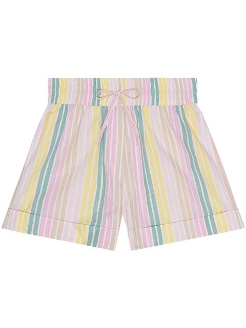 striped organic cotton shorts by GANNI