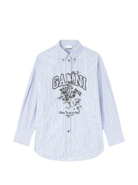striped printed logo shirt by GANNI