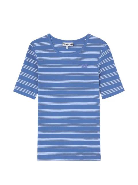 striped rib-knit T-shirt by GANNI