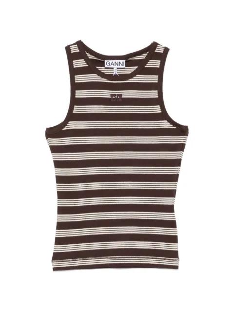 striped ribbed-knit tank top by GANNI