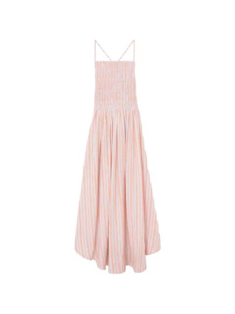 striped shirred maxi dress by GANNI