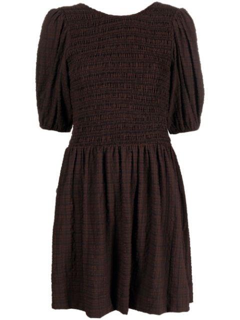 striped smocked mini dress by GANNI
