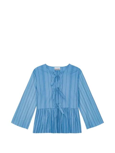 striped tie-detail blouse by GANNI striped tie-detail blouse by GANNI