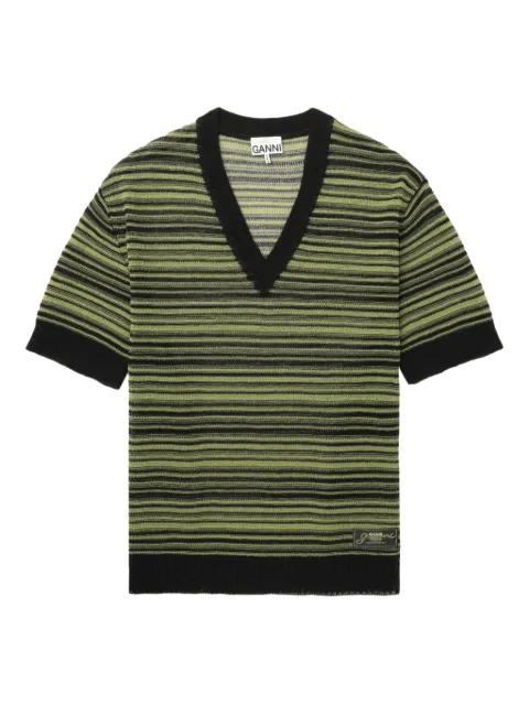 striped v-neck T-shirt by GANNI