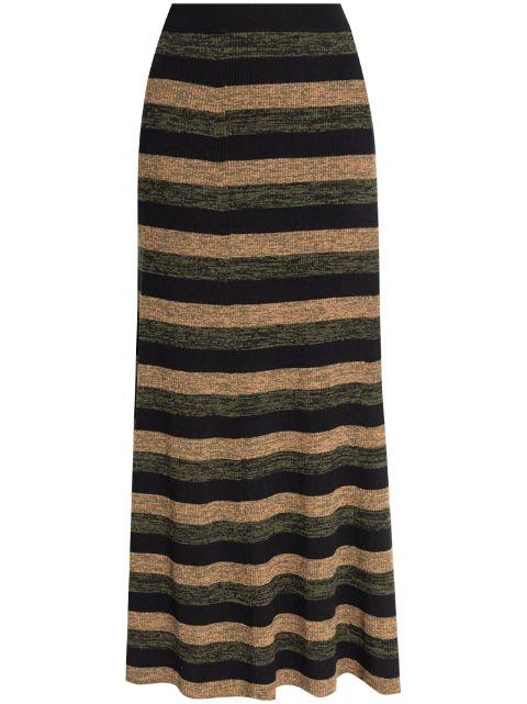 striped wool midi skirt by GANNI