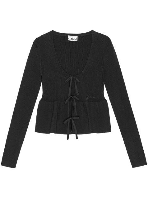tie fastening long sleeve cardigan by GANNI