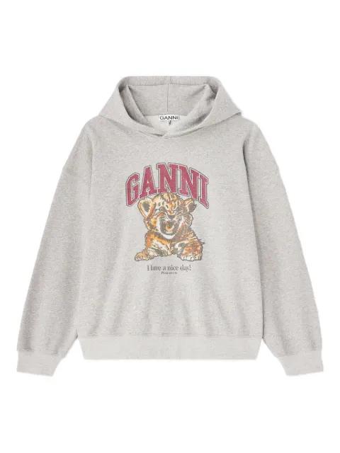 tiger-graphic hoodied sweater by GANNI