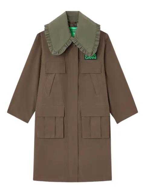 x Barbour ruffled-detail coat by GANNI