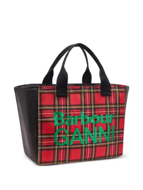 x Barbour tartan tote bag by GANNI